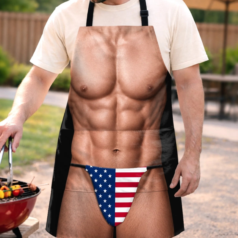 Custom Funny Patriotic Apron With Pocket - Personalized Birthday Gifts For Husband, Son, Grandson, Brother, Grandpa, Dad, Yourself - Grill Now Ask Later