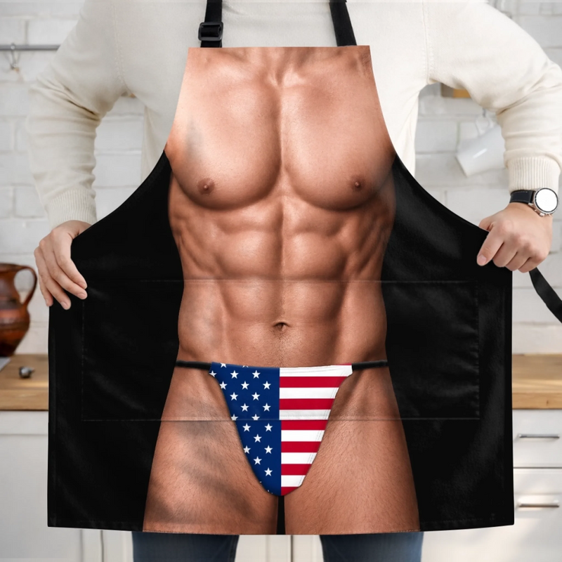 Custom Funny Patriotic Apron With Pocket - Personalized Birthday Gifts For Husband, Son, Grandson, Brother, Grandpa, Dad, Yourself - Grill Now Ask Later