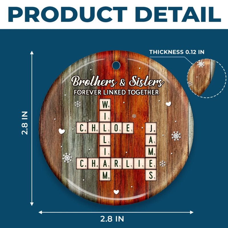 Custom Scrabble Ceramic Ornament - Personalized Christmas Birthday Gifts For Mom, Dad, Brother, Sister - Family Crosswords Forever
