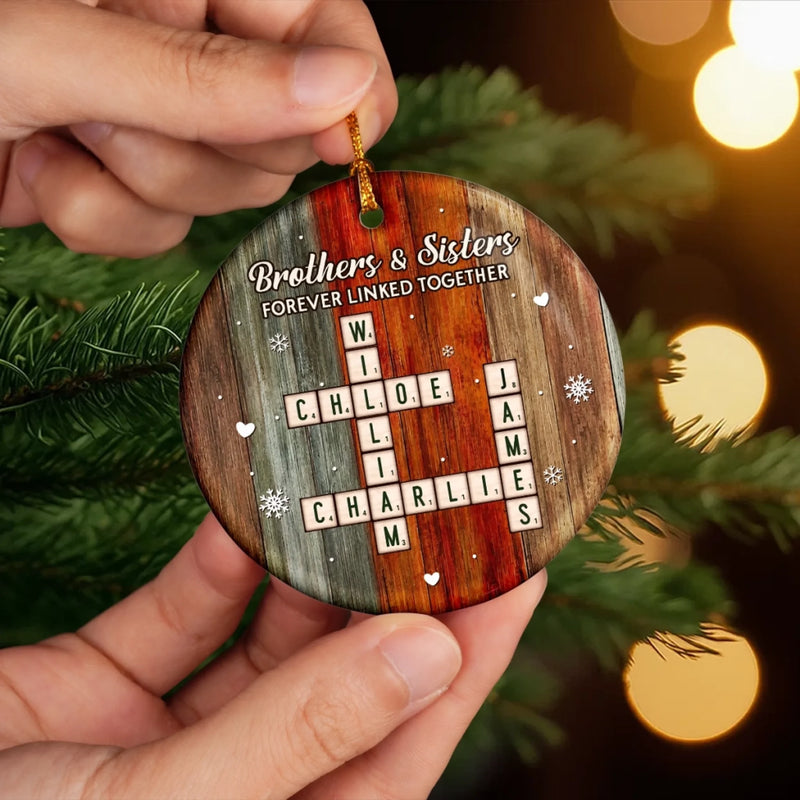 Custom Scrabble Ceramic Ornament - Personalized Christmas Birthday Gifts For Mom, Dad, Brother, Sister - Family Crosswords Forever