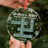 Custom Scrabble Circle Glass Ornament - Personalized Christmas Birthday Gifts For Mom, Dad, Brother, Sister - Connected Forever As One Family