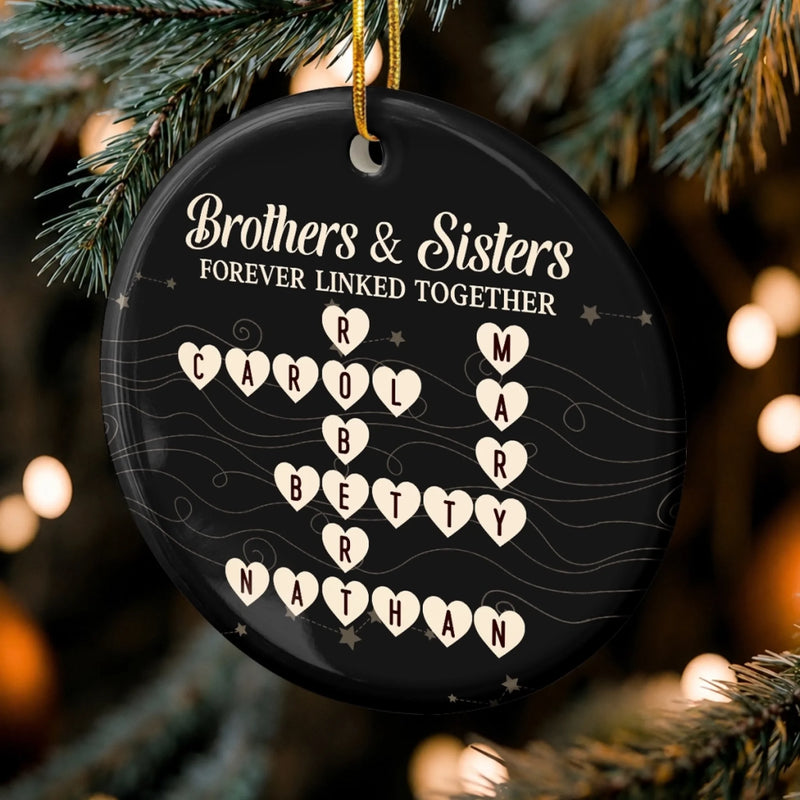 Custom Scrabble Ceramic Ornament - Personalized Christmas Birthday Gifts For Mom, Dad, Brother, Sister - Best Sibling Bond