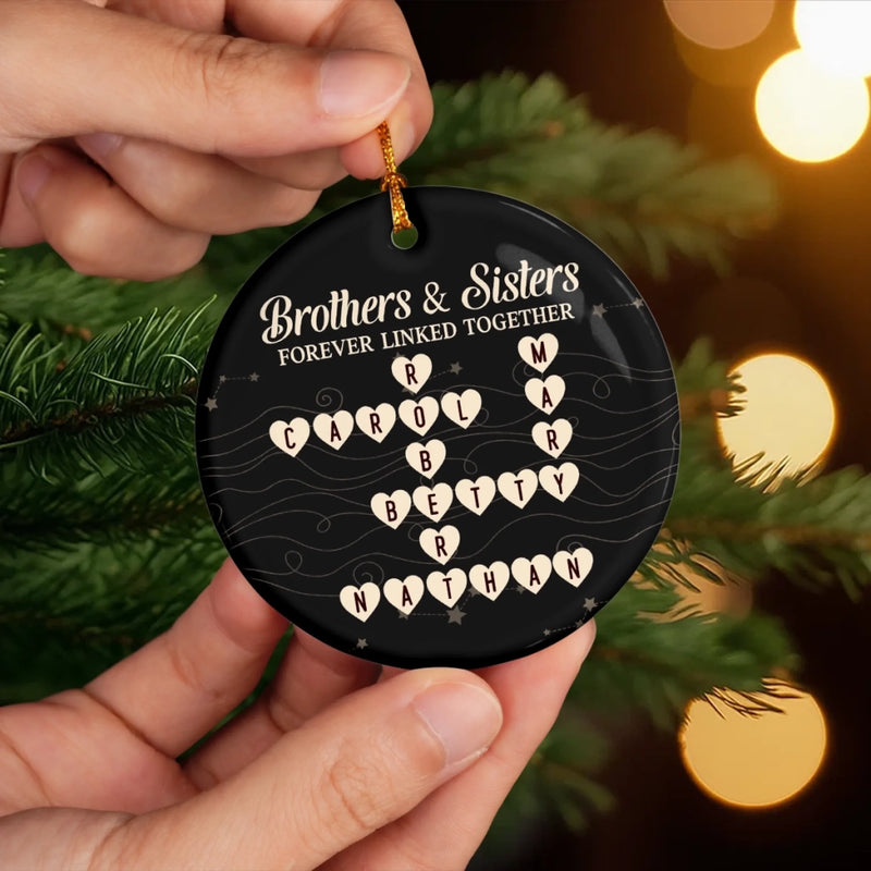Custom Scrabble Ceramic Ornament - Personalized Christmas Birthday Gifts For Mom, Dad, Brother, Sister - Best Sibling Bond