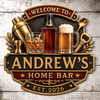 Custom Bar Shaped Metal Sign - Personalized Birthday Gifts For Husband, Son, Grandson, Brother, Grandpa, Dad, Yourself - Home Bar