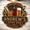 Custom Bar Shaped Metal Sign - Personalized Birthday Gifts For Husband, Son, Grandson, Brother, Grandpa, Dad, Yourself - Home Bar