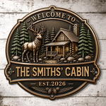 Custom Cabin Shaped Metal Sign - Personalized Summer Vacation And Travel Gifts For Mom, Dad, Brother, Sister - Cozy Days Happy Ways
