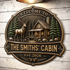 Custom Cabin Shaped Metal Sign - Personalized Summer Vacation And Travel Gifts For Mom, Dad, Brother, Sister - Cozy Days Happy Ways