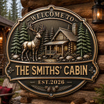 Custom Cabin Shaped Metal Sign - Personalized Summer Vacation And Travel Gifts For Mom, Dad, Brother, Sister - Cozy Days Happy Ways
