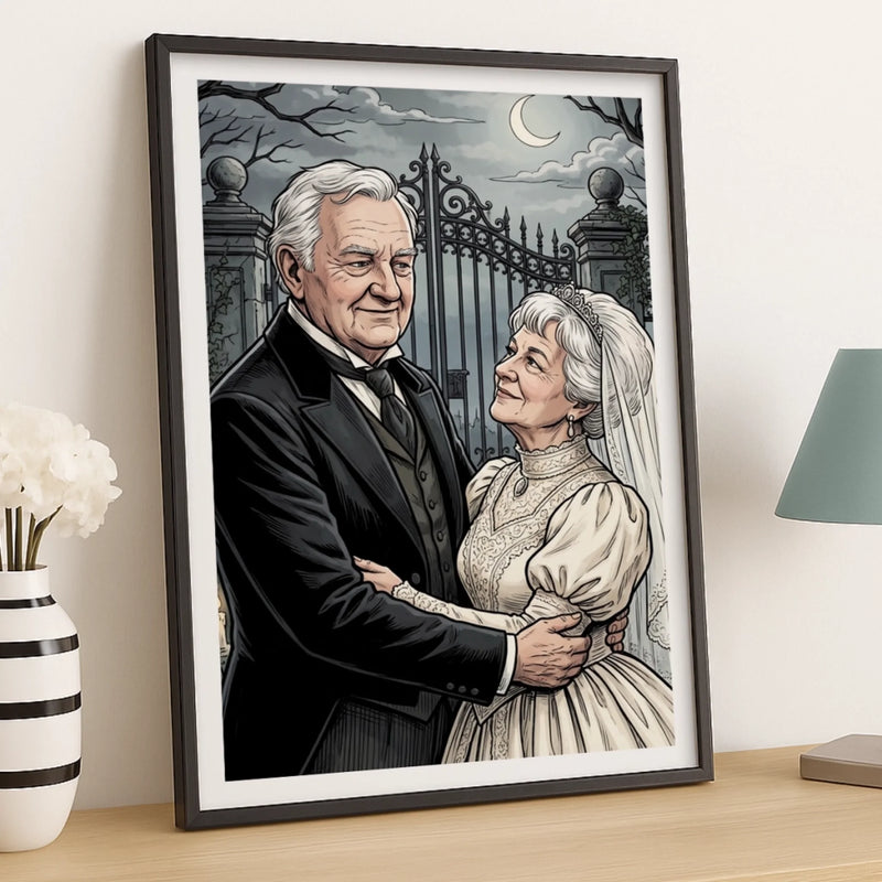 Custom Photo Gothic Vertical Poster - Personalized Halloween Anniversary Wedding Gifts For Husband And Wife, Him And Her - Our Gothic Portrait