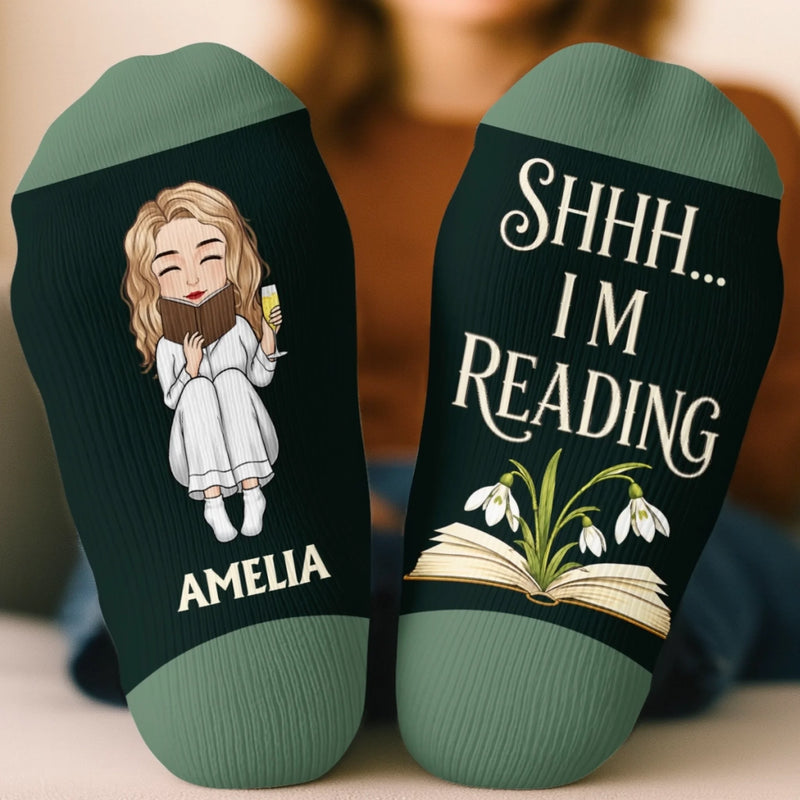 Custom Crew Socks - Personalized Bookish Gifts For Book Lovers, Bookworms, Readers - Busy Reading