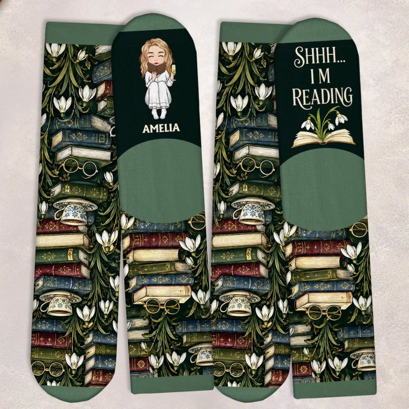 Custom Crew Socks - Personalized Bookish Gifts For Book Lovers, Bookworms, Readers - Busy Reading