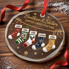 Custom Circle Glass Ornament - Personalized Christmas Birthday Gifts For Mom, Dad, Brother, Sister - Siblings Forever Linked In Heart