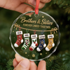 Custom Circle Glass Ornament - Personalized Christmas Birthday Gifts For Mom, Dad, Brother, Sister - Siblings Forever Linked In Heart