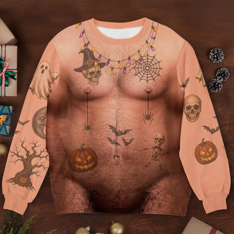 Custom Funny Ugly Sweatshirt - Personalized Halloween Birthday Gifts For Husband, Son, Grandson, Brother, Grandpa, Dad, Yourself - Too Hot To Be Spooky