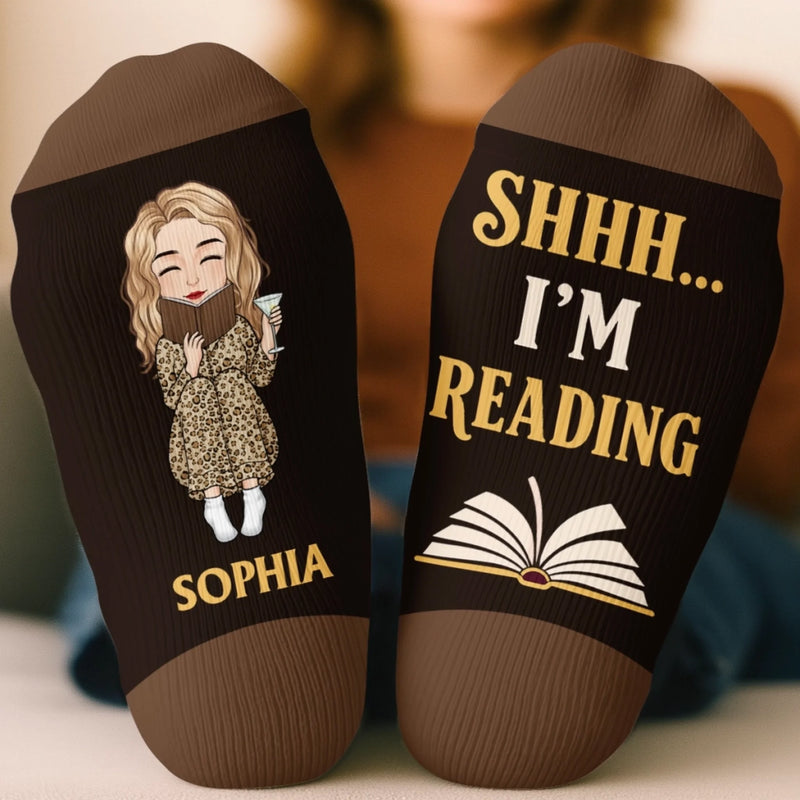 Custom Crew Socks - Personalized Bookish Gifts For Book Lovers, Bookworms, Readers - Read More, Worry Less