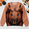 Custom Funny Ugly Sweatshirt - Personalized Halloween Birthday Gifts For Husband, Son, Grandson, Brother, Grandpa, Dad, Yourself - Spooky Mankini On Full Display