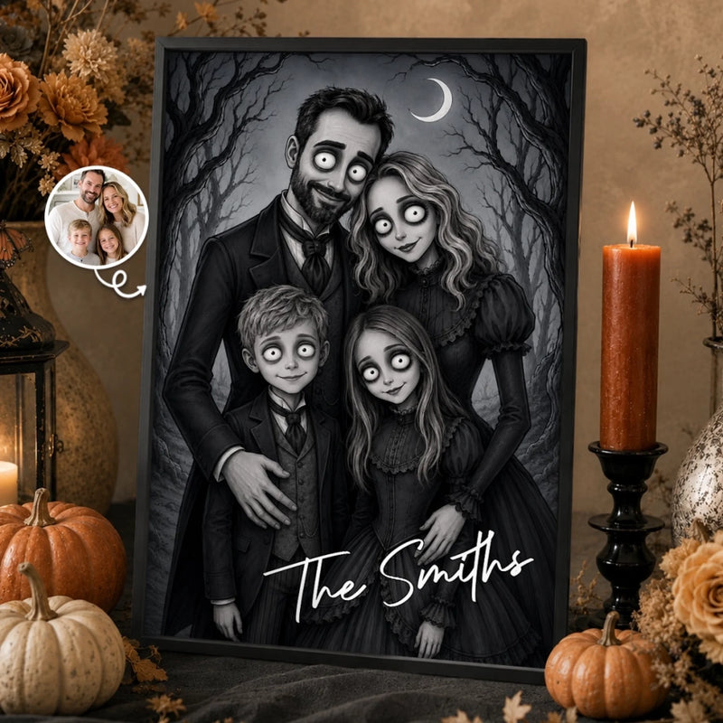 Custom Photo Vertical Poster - Personalized Halloween Decor Birthday Gifts For Mom, Dad, Brother, Sister - Spooky Fun With My Favorite People
