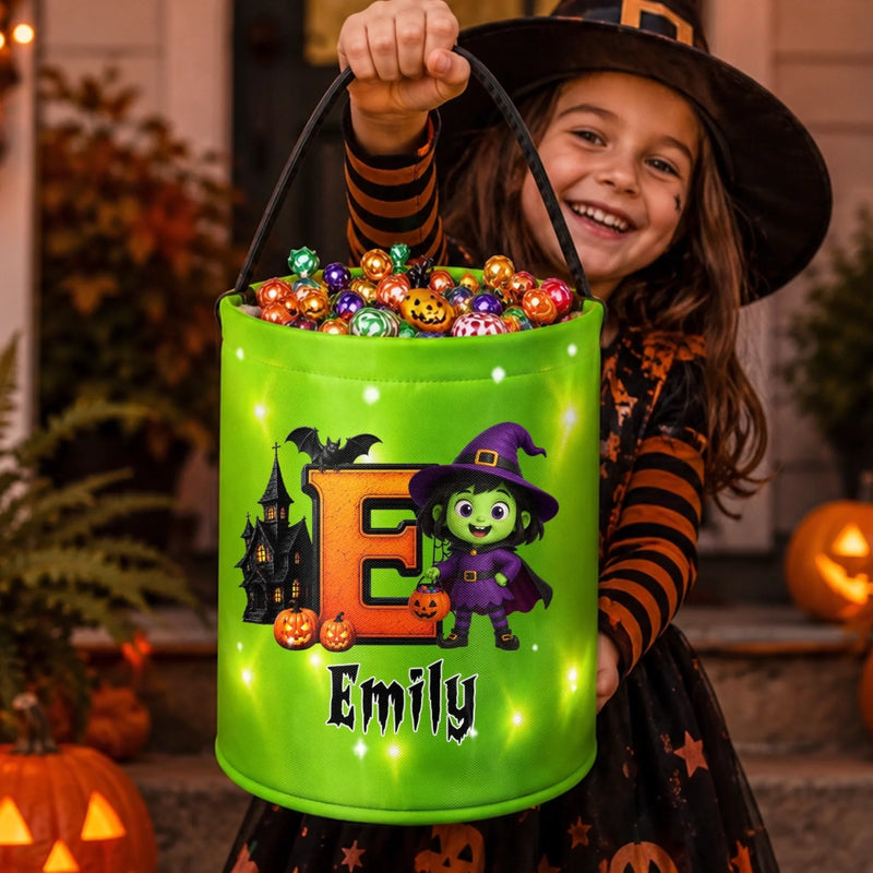 Custom LED Light Bucket Bag - Personalized Halloween Birthday Gifts For Kids - Mini Monster
