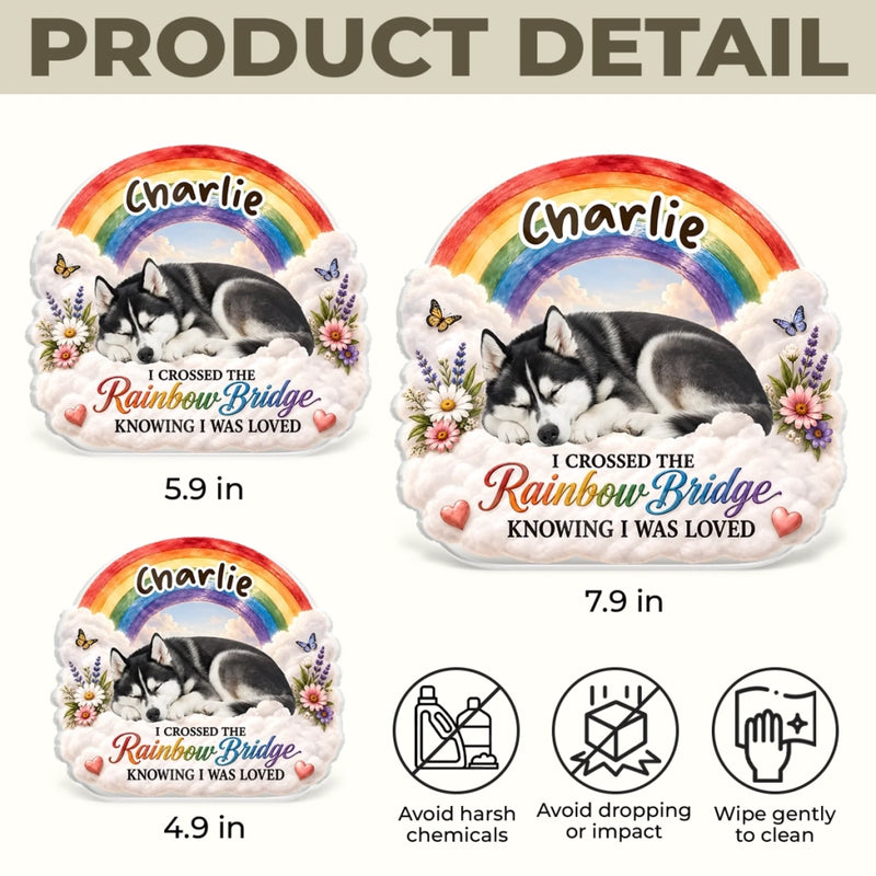 Custom Photo Acrylic Plaque - Personalized Pet Memorial Sympathy Gifts For Dogs, Cats - Over The Rainbow Bridge