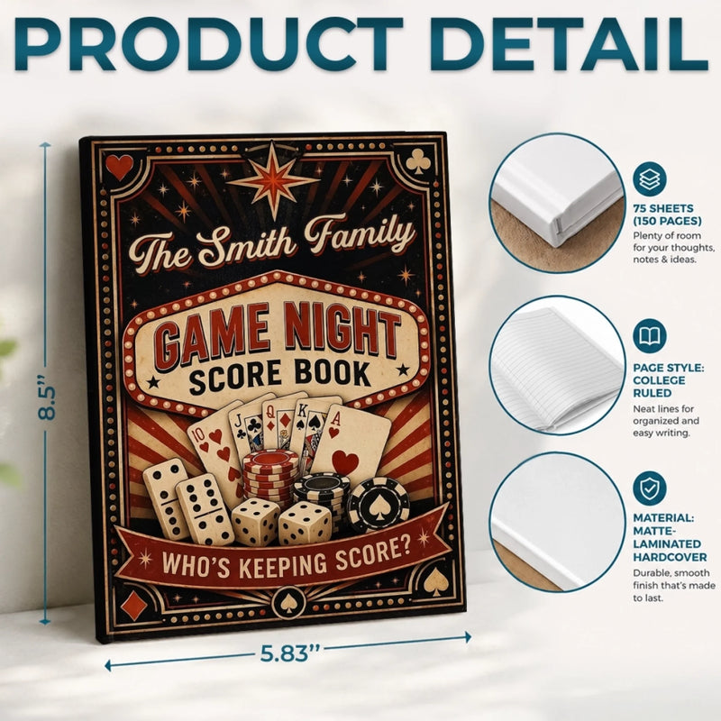 Custom Game Night Hardcover Journal - Personalized Birthday Gifts For Mom, Dad, Brother, Sister - Roll The Dice