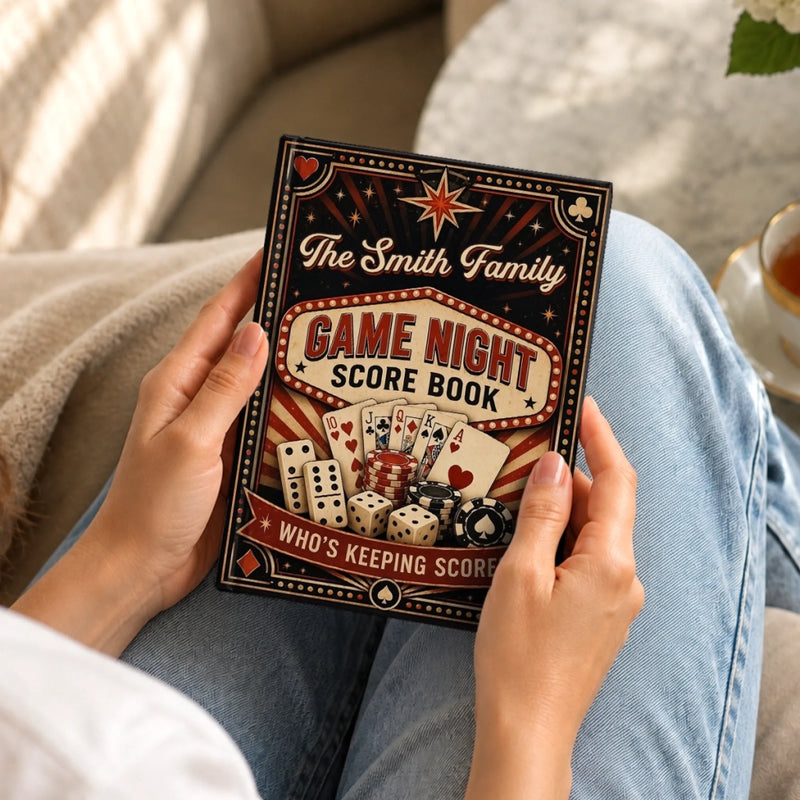 Custom Game Night Hardcover Journal - Personalized Birthday Gifts For Mom, Dad, Brother, Sister - Roll The Dice