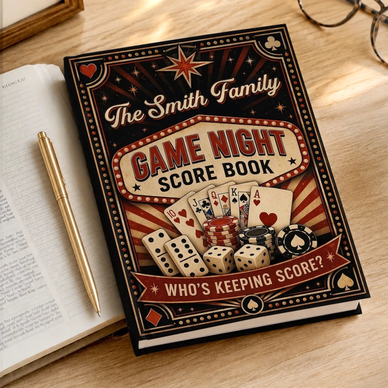 Custom Game Night Hardcover Journal - Personalized Birthday Gifts For Mom, Dad, Brother, Sister - Roll The Dice