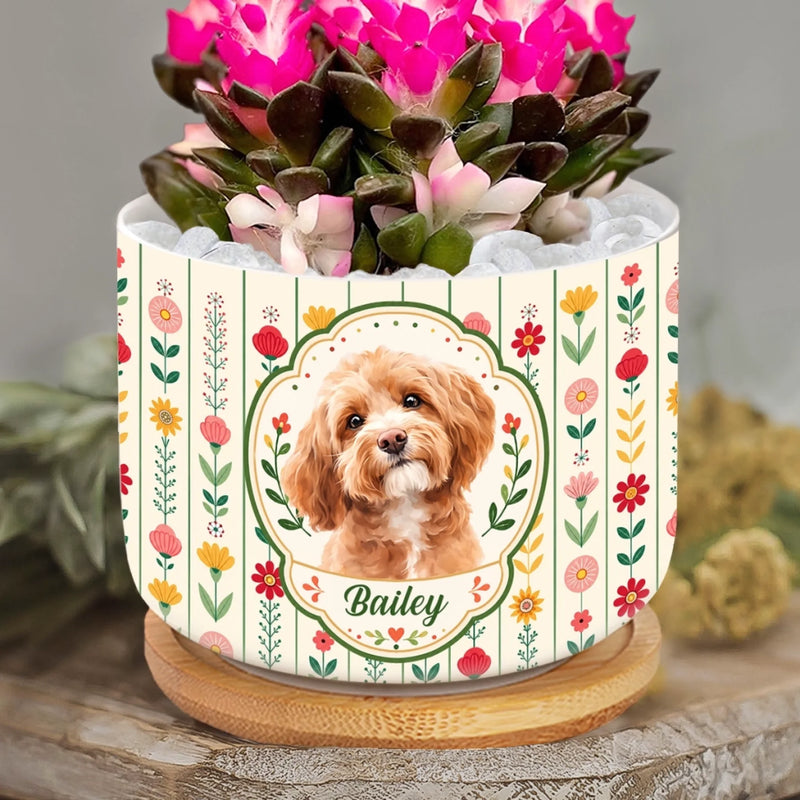 Custom Photo Home Decor Ceramic Plant Pot -  Personalized Pet Memorial Sympathy Gifts For Dogs, Cats - In Loving Memory