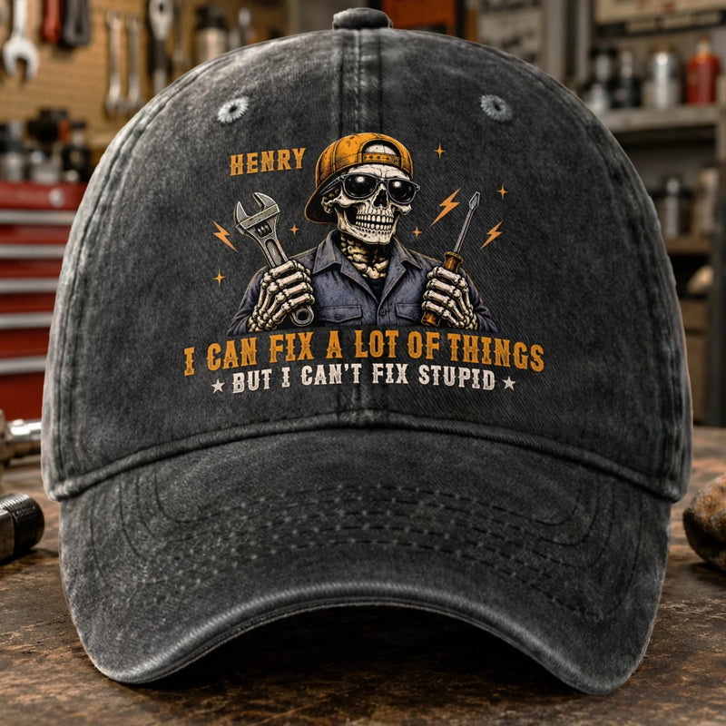 Custom Cap - Personalized Birthday Gifts For Husband, Son, Grandson, Brother, Grandpa, Dad, Yourself - Stupid Is Impossible To Fix