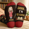 Custom Crew Socks - Personalized Bookish Gifts For Book Lovers, Bookworms, Readers - Stay Home And Read