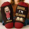 Custom Crew Socks - Personalized Bookish Gifts For Book Lovers, Bookworms, Readers - Stay Home And Read