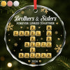 Custom Scrabble Circle Glass Ornament - Personalized Christmas Birthday Gifts For Mom, Dad, Brother, Sister - Love Keeps Our Family Together
