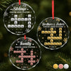 Custom Scrabble Circle Glass Ornament - Personalized Christmas Birthday Gifts For Mom, Dad, Brother, Sister - Love Keeps Our Family Together