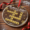 Custom Scrabble Circle Glass Ornament - Personalized Christmas Birthday Gifts For Mom, Dad, Brother, Sister - Love Keeps Our Family Together