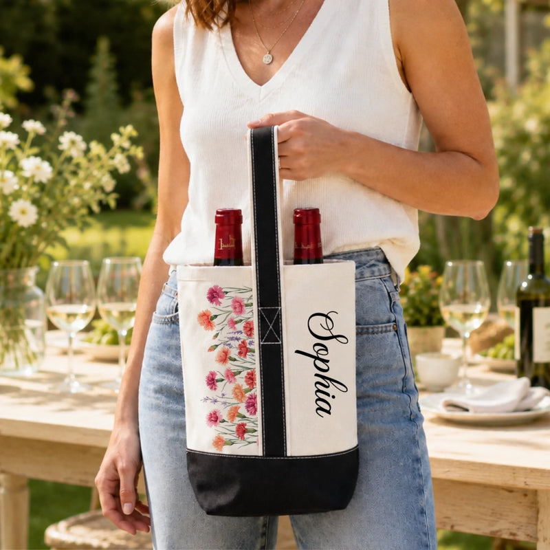 Custom Wine Tote Bag - Personalized Birthday Gifts For Wife, Daughter, Besties, Sisters, Granddaughter, Grandma, Mom, Yourself - Own Your Kind Of Magic