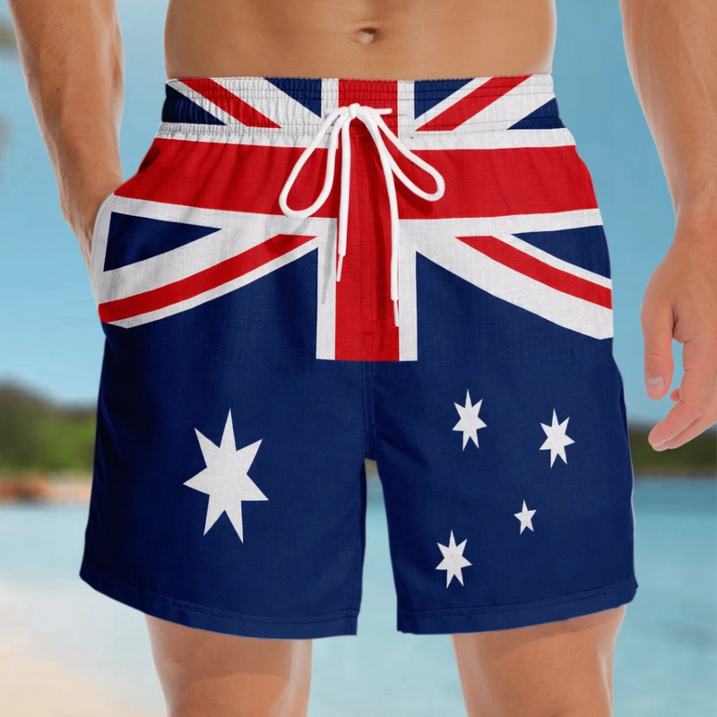 Custom Funny Men Swim Trunks - Personalized Summer Vacation And Travel Gifts For Husband, Son, Grandson, Brother, Grandpa, Dad, Yourself - Bottoms Up