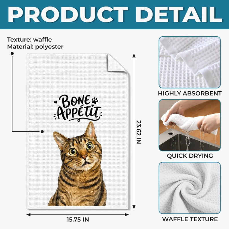 Custom Photo Kitchen Towel - Personalized Birthday Gifts For Dog Cat Lovers, Dog Dad And Mom, Cat Owners - Treats, Please, Human