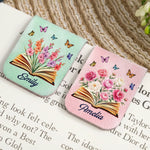 Custom Leather Magnetic Bookmark - Personalized Bookish Gifts For Book Lovers, Bookworms, Readers - Floral Bookish Bliss