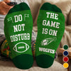 Custom Football Crew Socks - Personalized Christmas Birthday Football Gifts For Football Lovers, Sports Fans, Sports Lovers - Just Here For The Game