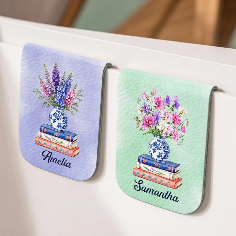 Custom Leather Magnetic Bookmark - Personalized Bookish Gifts For Book Lovers, Bookworms, Readers - Book Lovers Floral Haven