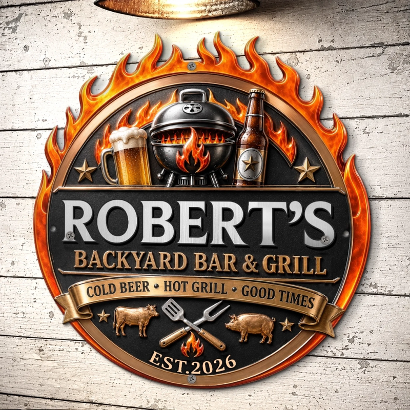 Custom BBQ Shaped Metal Sign - Personalized Grilling Gifts For BBQ Lovers, Husband, Son, Grandson, Brother, Grandpa, Dad, Yourself - Grill Mode Activated