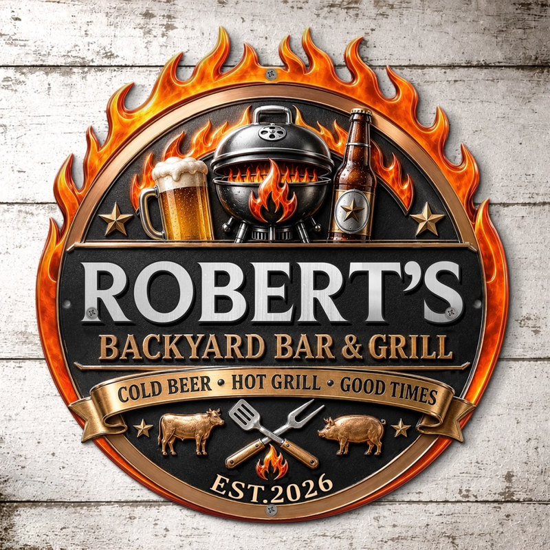 Custom BBQ Shaped Metal Sign - Personalized Grilling Gifts For BBQ Lovers, Husband, Son, Grandson, Brother, Grandpa, Dad, Yourself - Grill Mode Activated