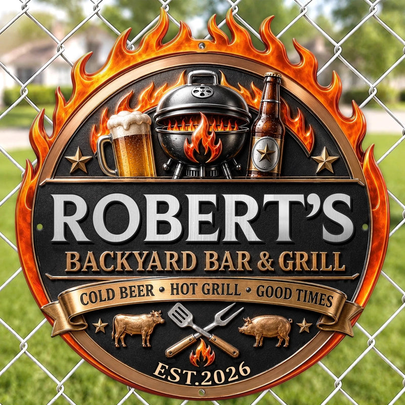 Custom BBQ Shaped Metal Sign - Personalized Grilling Gifts For BBQ Lovers, Husband, Son, Grandson, Brother, Grandpa, Dad, Yourself - Grill Mode Activated