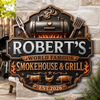 Custom BBQ Shaped Metal Sign - Personalized Grilling Gifts For BBQ Lovers, Husband, Son, Grandson, Brother, Grandpa, Dad, Yourself - Fire Up The Fun