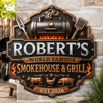 Custom BBQ Shaped Metal Sign - Personalized Grilling Gifts For BBQ Lovers, Husband, Son, Grandson, Brother, Grandpa, Dad, Yourself - Fire Up The Fun