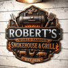 Custom BBQ Shaped Metal Sign - Personalized Grilling Gifts For BBQ Lovers, Husband, Son, Grandson, Brother, Grandpa, Dad, Yourself - Fire Up The Fun