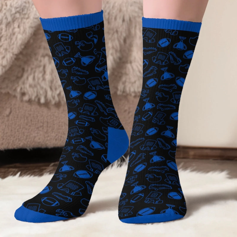 Custom Football Crew Socks - Personalized Christmas Birthday Football Gifts For Football Lovers, Sports Fans, Sports Lovers - Born To Compete