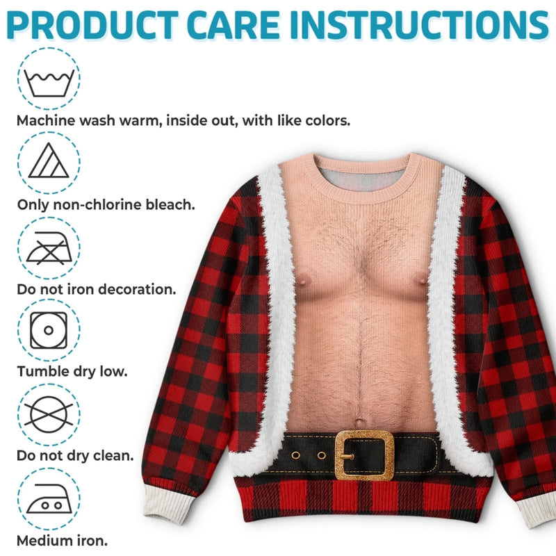 Custom Funny Ugly Sweatshirt - Personalized Christmas Birthday Gifts For Husband, Son, Grandson, Brother, Grandpa, Dad, Yourself - Bringing The Heat In Plaid