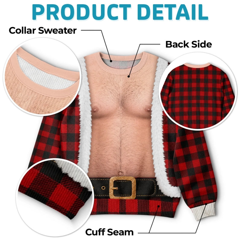 Custom Funny Ugly Sweatshirt - Personalized Christmas Birthday Gifts For Husband, Son, Grandson, Brother, Grandpa, Dad, Yourself - Bringing The Heat In Plaid