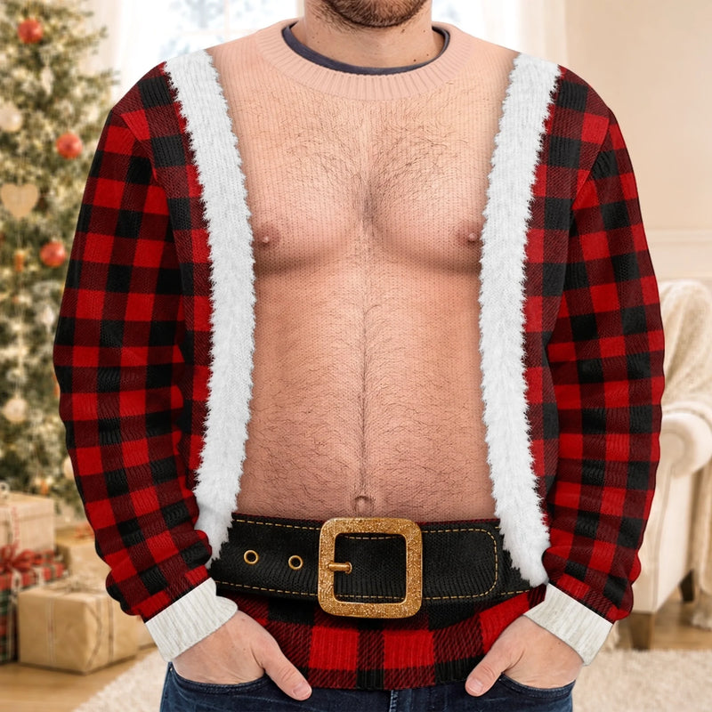 Custom Funny Ugly Sweatshirt - Personalized Christmas Birthday Gifts For Husband, Son, Grandson, Brother, Grandpa, Dad, Yourself - Bringing The Heat In Plaid