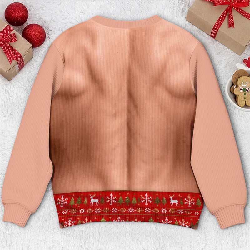 Custom Funny Ugly Sweatshirt - Personalized Christmas Birthday Gifts For Husband, Son, Grandson, Brother, Grandpa, Dad, Yourself - Dressed Up In Festive Tie